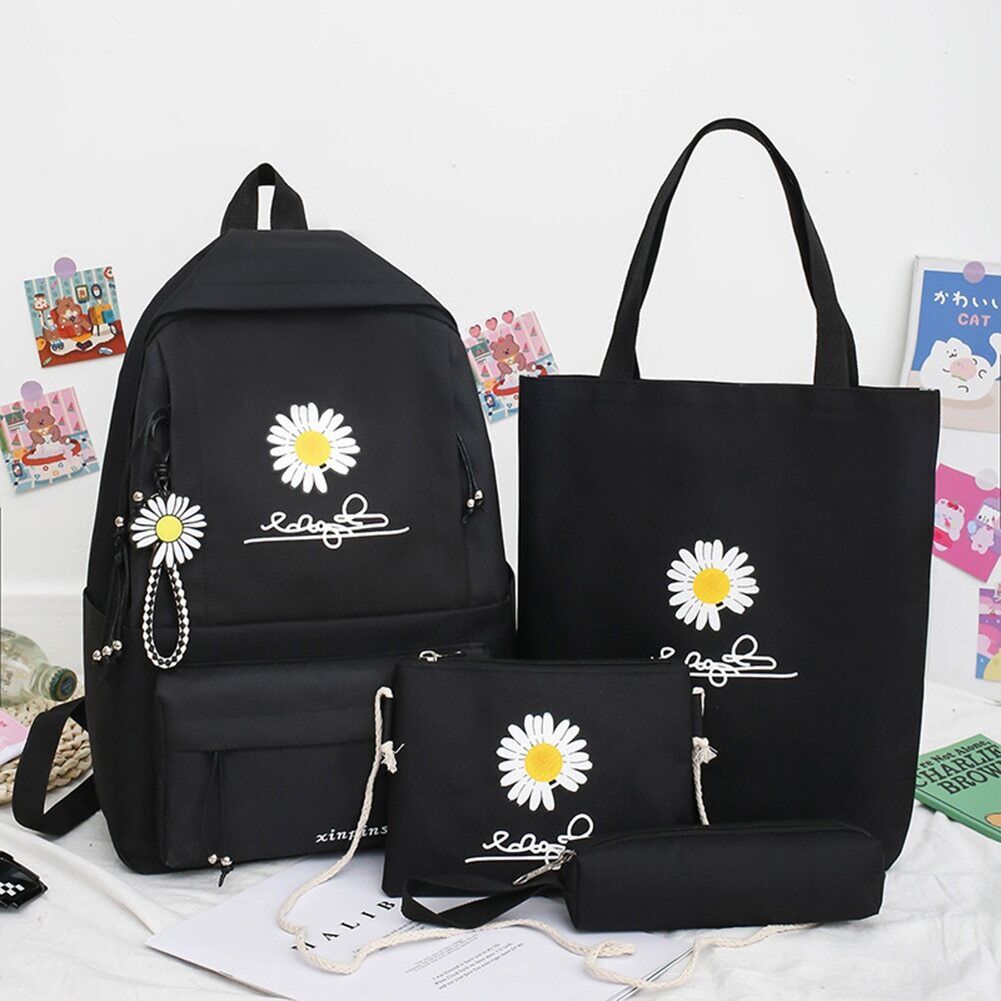 4Pcs/Set Women School Backpacks Schoolbag Teenagers Girls Student Book Bag Boys