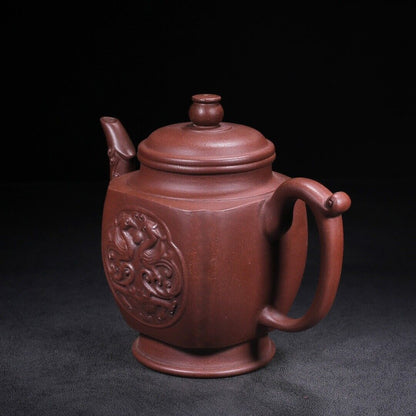 l-0Chinese Yixing Zisha Clay Handmade Exquisite Teapot （龙凤呈祥 底款：邵景南）