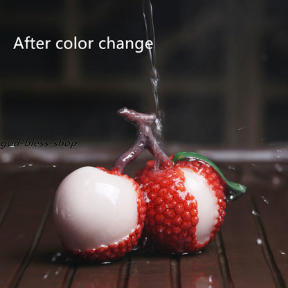 Resin Tea Pet Home Table Decoration Color Change Fruit Litchi Chinensis Leechee