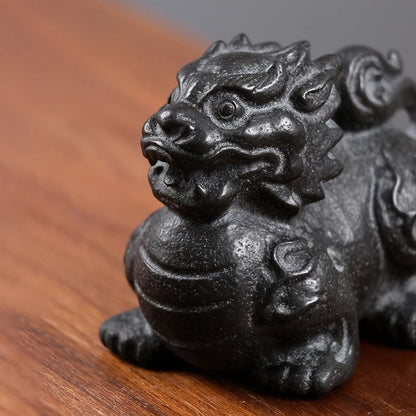9cm Natural Handmade Stone Kylin Chinese Mascot Statue Tea Pet Sculpture Crafts