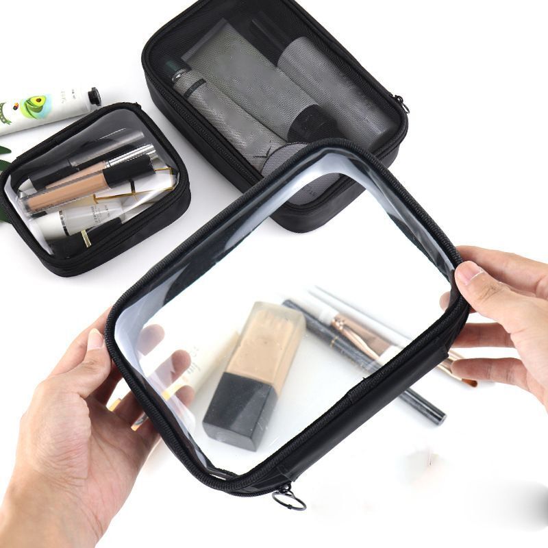 Waterproof Makeup Brush Case Black PVC Cosmetic Bag Traveling Storage 4*15*11 CM