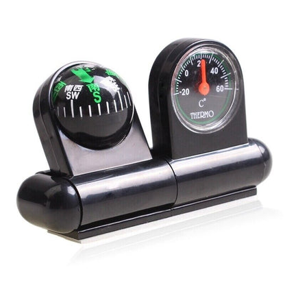 Car Compass 2 in 1 Guide Ball Thermometer Hygrometer Vehicle Ornament 87x26x52mm