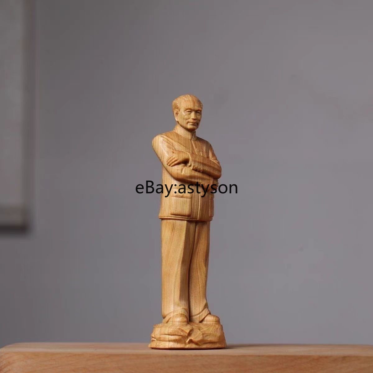 4.7" Cypress Chinese Premier Zhou Enlai Statue Figure Communist Portrait Collect