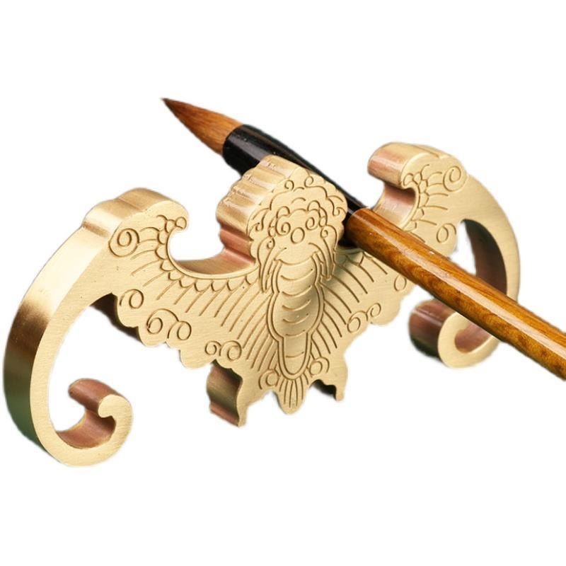 Pure Brass Bat Brush Rest 200g Chinese Calligraphy Paperweight