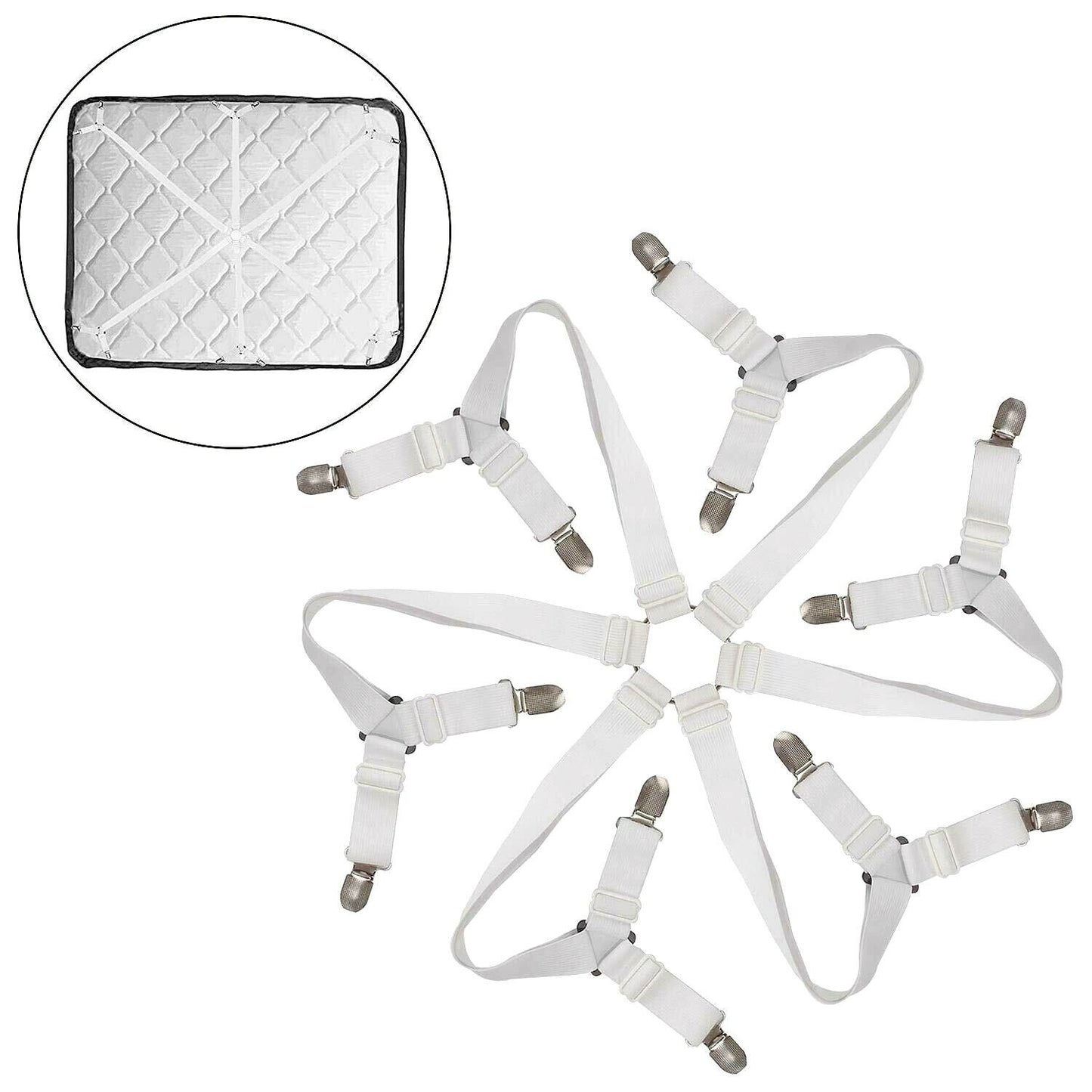 3 Way 6 Sides Bed Sheet Clips Gripper Fastener Suspender Elastic Mattress Holder