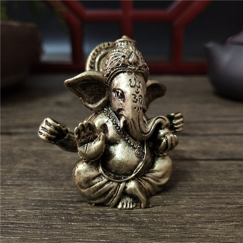 1.89" Bronze Color Lord Ganesha Statue Buddha Ornaments Elephant God Sculpture