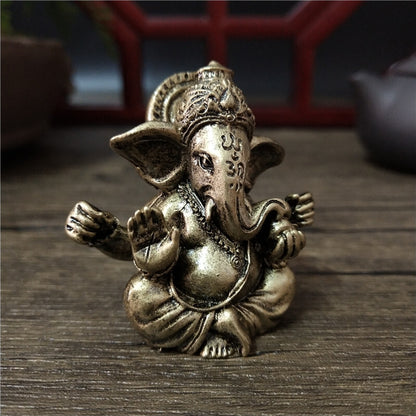 1.89" Bronze Color Lord Ganesha Statue Buddha Ornaments Elephant God Sculpture