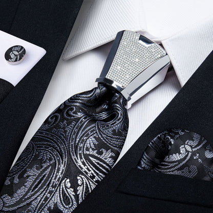 Men Necktie 3Pcs Luxury Striped Ties Cufflinks Pocket Square Wedding Accessories
