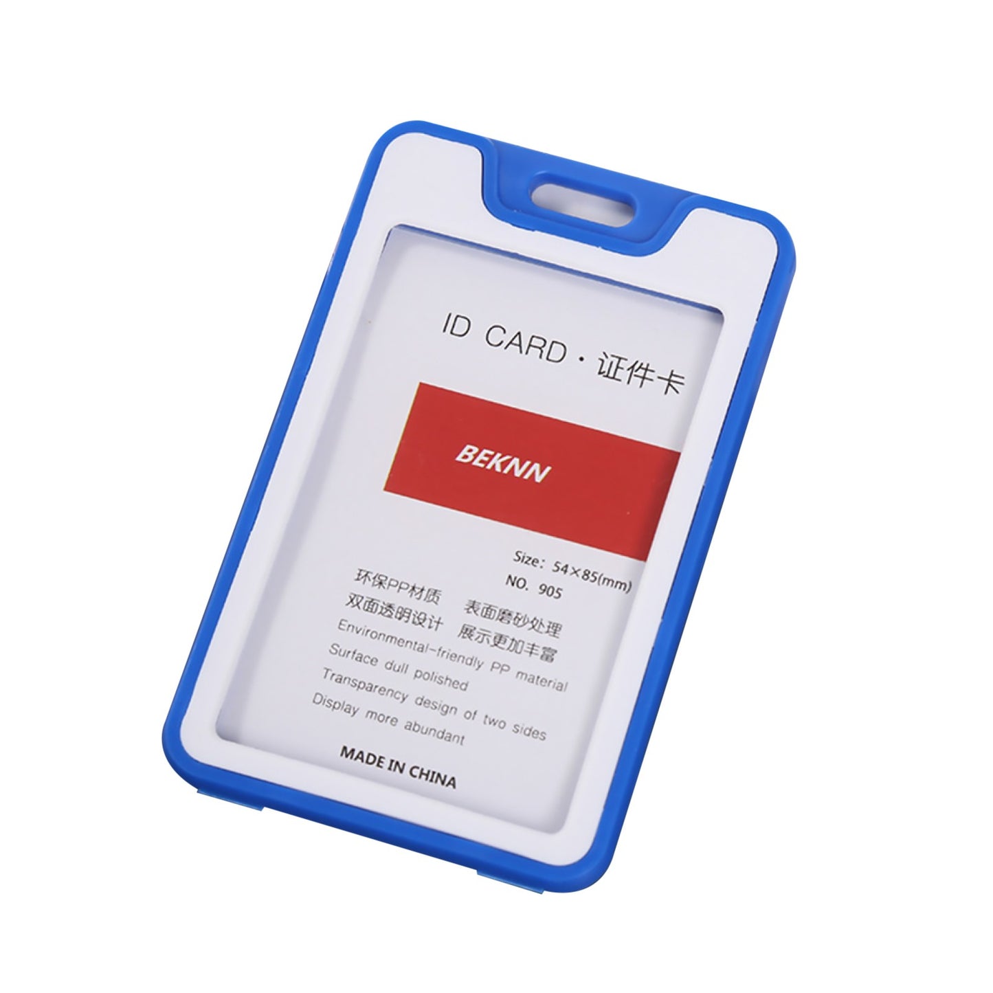 1Pc Blue Meeting ID Badge Card Holder Slim Hard Card Cover Case w/ Lanyard cc