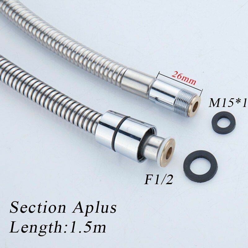 Stainless Steel Chrome Surface Pull Out Shower Pipes Kitchen Drain Faucets Hose