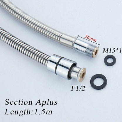 Stainless Steel Chrome Surface Pull Out Shower Pipes Kitchen Drain Faucets Hose