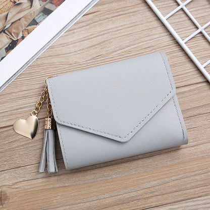 Fringed Wallet Synthetic Leather Three Fold Purse Card Purse Change Bags Pouches