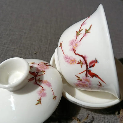 Chinese Traditional Gai Wan Tea Set Tea Sets Dehua Gaiwan Tea Porcelain Pot Set