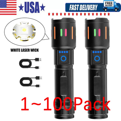 350000000 Lumen Super Bright LED Tactical Flashlight Rechargeable LED Work Light