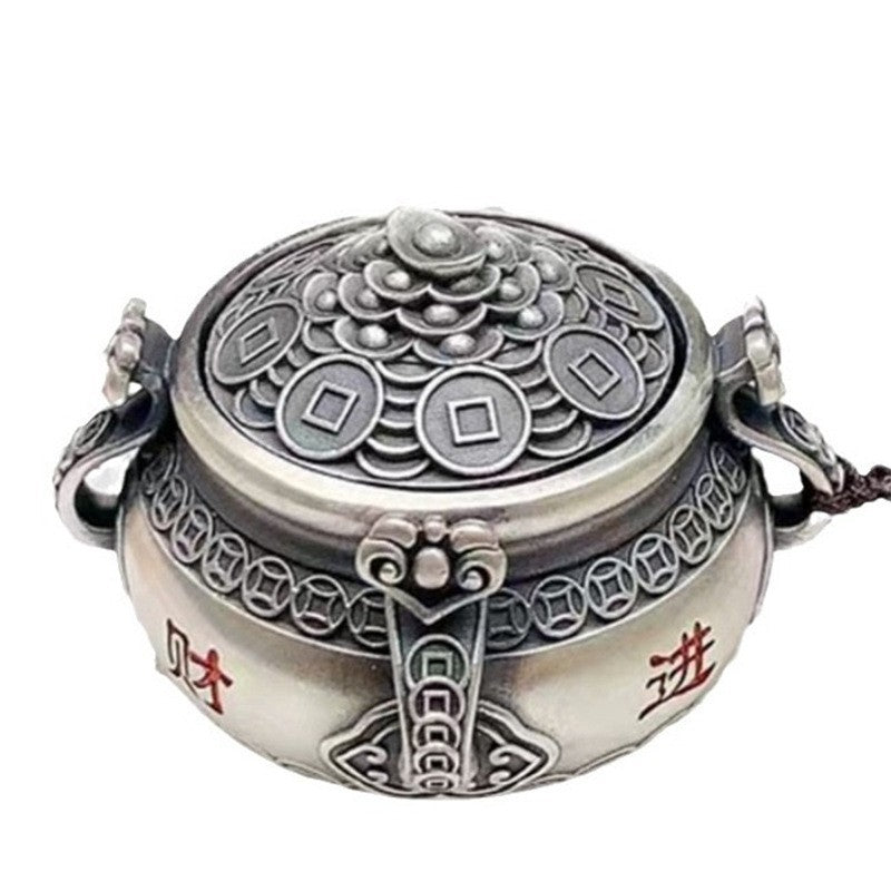 Rotating Treasure Bowl Pendant Lucky Wealth Ornament Vintage Handheld Piece