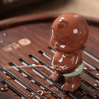 Pee Doll Water Spray Boy Ceramic Purple Clay Tea Pet Crackle Glaze Porcelain New