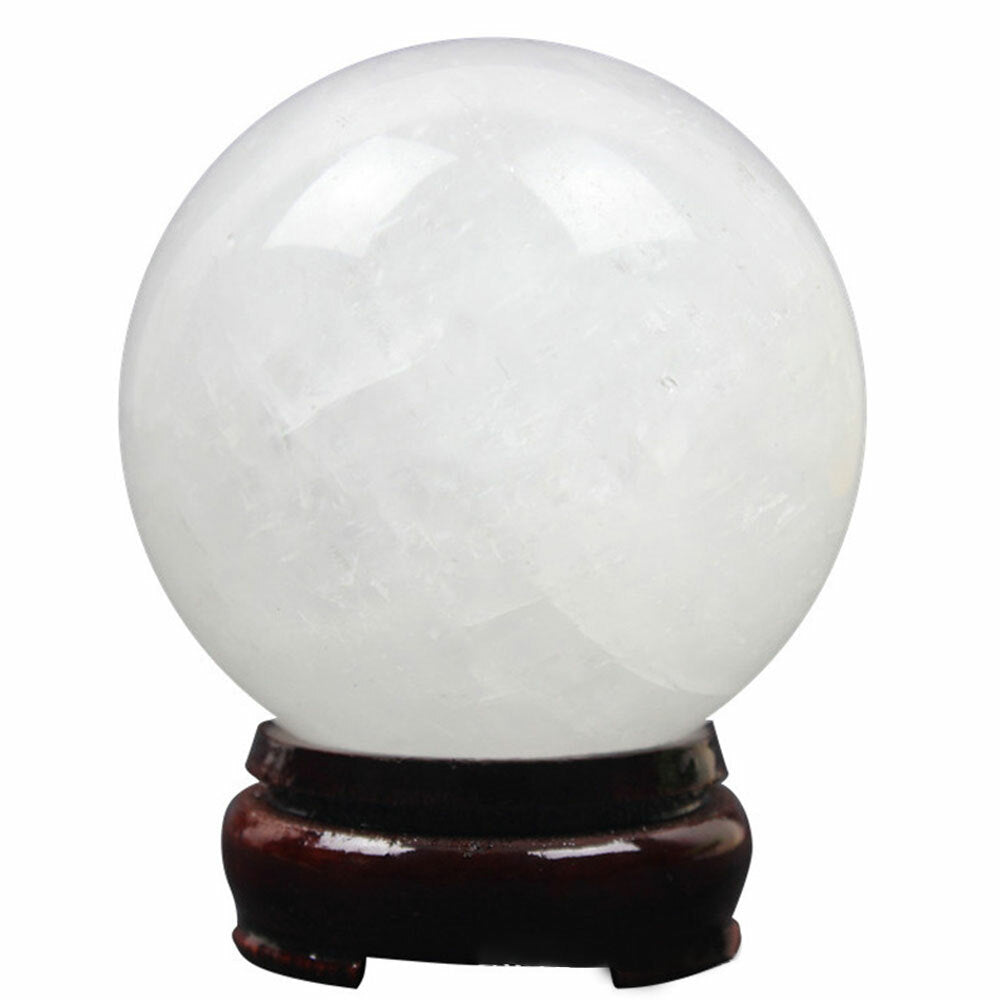 50mm Calcite Ball Natural White Quartz Crystal Sphere Healing Home Decor +Stand