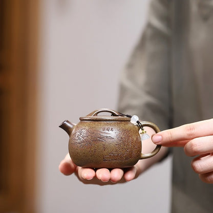 Hand-engraved Calligraphy Painting Original Duan Clay Yixing Purple Clay Tea Pot