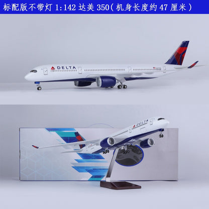 1/142 47cm DELTA Airlines A350 Passenger Plane Model Airplane Toy W/Sound Light
