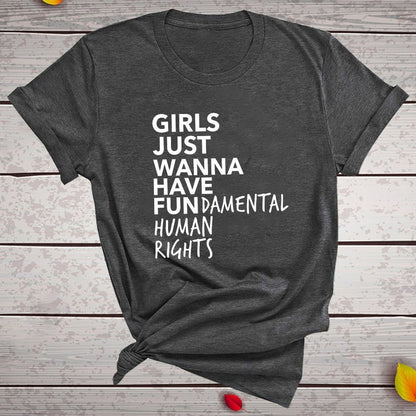 Woman T Shirt Fundamental Right Letter Print Short Sleeve Tops Tee Casual Cotton