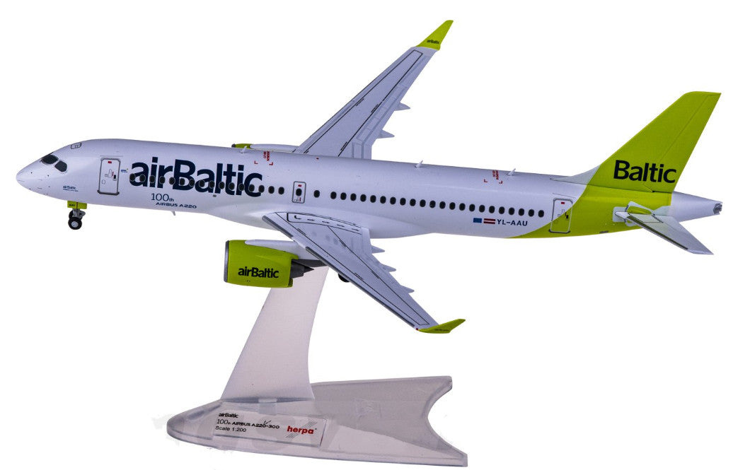 1:200 Herpa airBaltic AIRBUS A220-300 Passenger Plane Diecast Aircraft Model