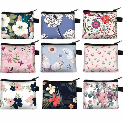 Floral Print 13.5*11 CM Cosmetic Bag Napkin Organizer Coin Card Lipstick Pouches