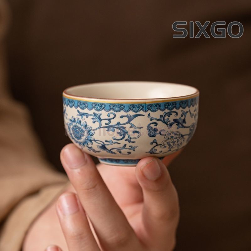 1pc Blue and White Ru Kiln Master Cup Retro Tea Cup Household Single Cup