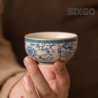 1pc Blue and White Ru Kiln Master Cup Retro Tea Cup Household Single Cup