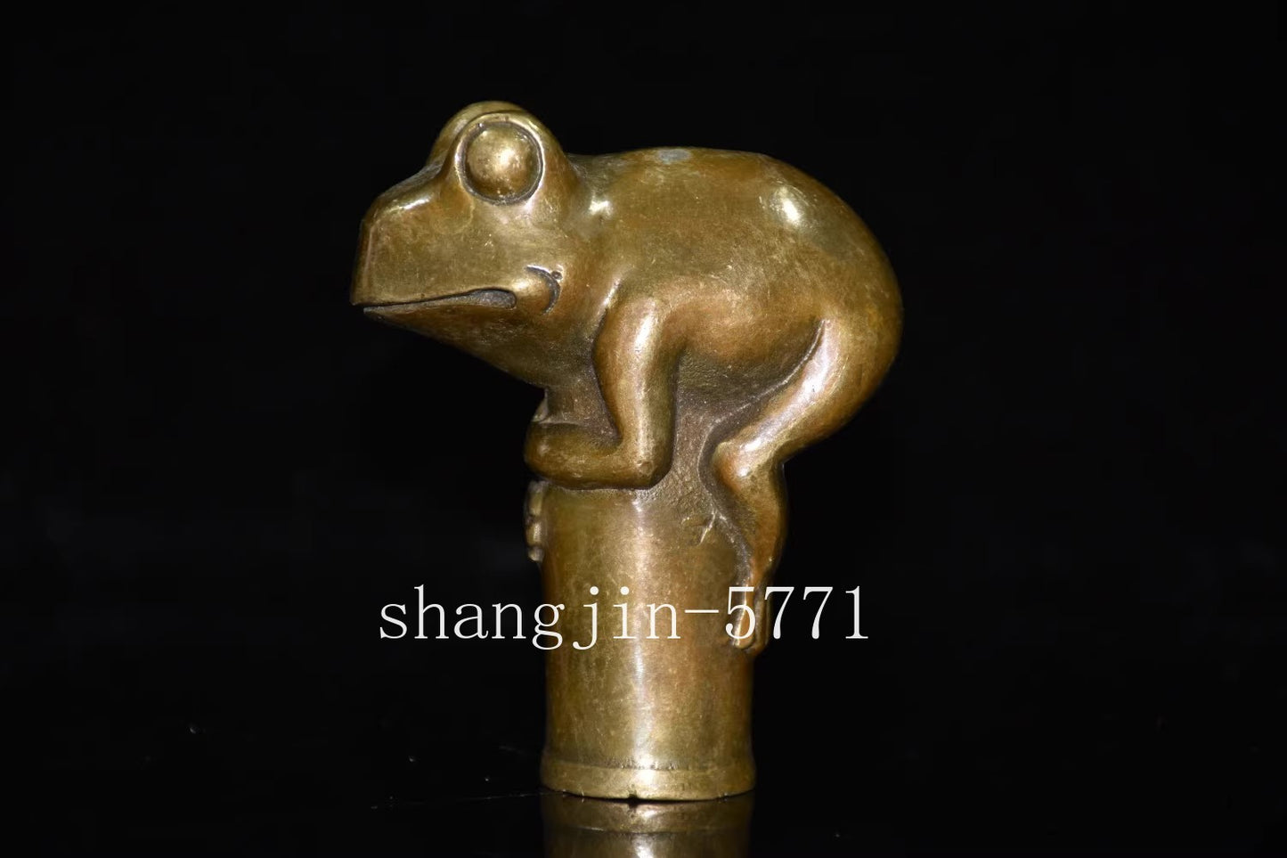 Brass Frog Statue Walking Stick Cane Toad Animal Head Handle DIY Tool Collection