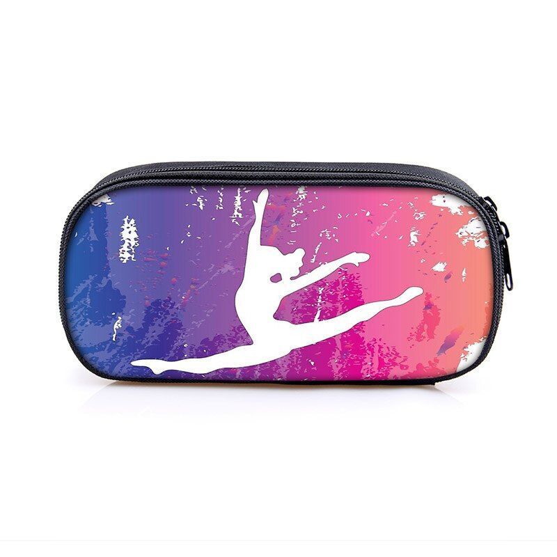 Elegant Gymnastic Art Print Cosmetic Bag Women Pencil Case Stationary Bag Canvas