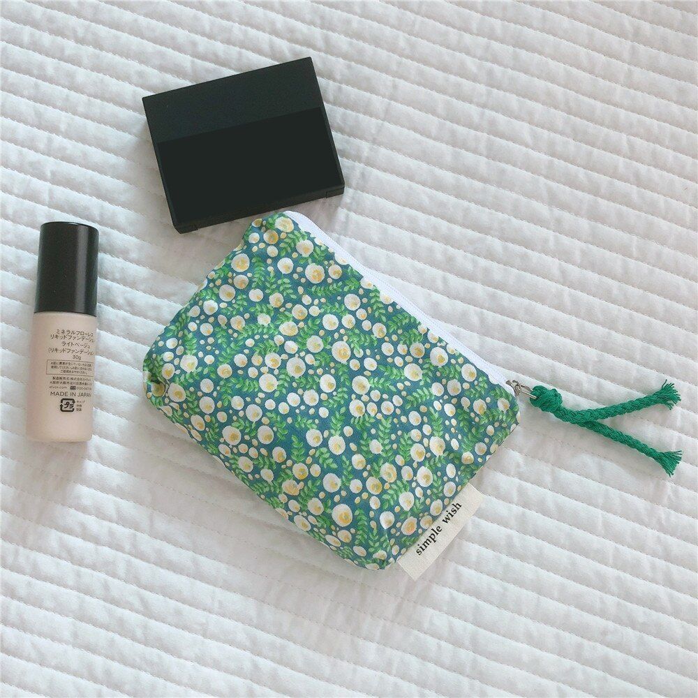 Small Cosmetic Make Up Bag Cotton Floral Organizer Bags Lipstick Purse Coin 1 PC