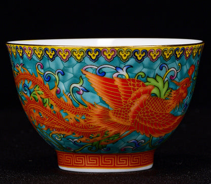 Chinese Tea Cup 100ml Porcelain Under Glaze Dragon Phoenix Master Cup Of Tea New