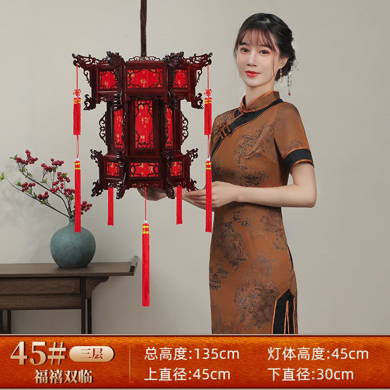 Palace Lantern Carved Wooden Chinese Lantern Balcony Red Outdoor Decoracion