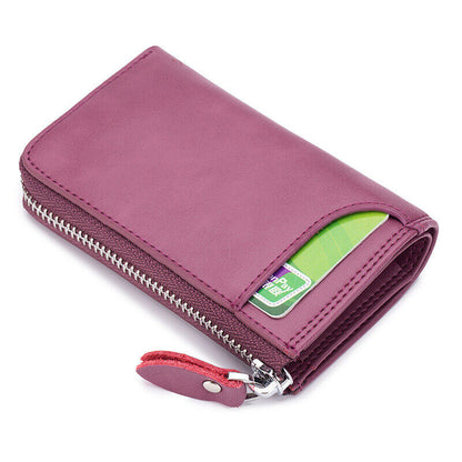 Car Key Pack Zipper Vertical Key Bag Real Cowhide Womens Small Wallet Keychain