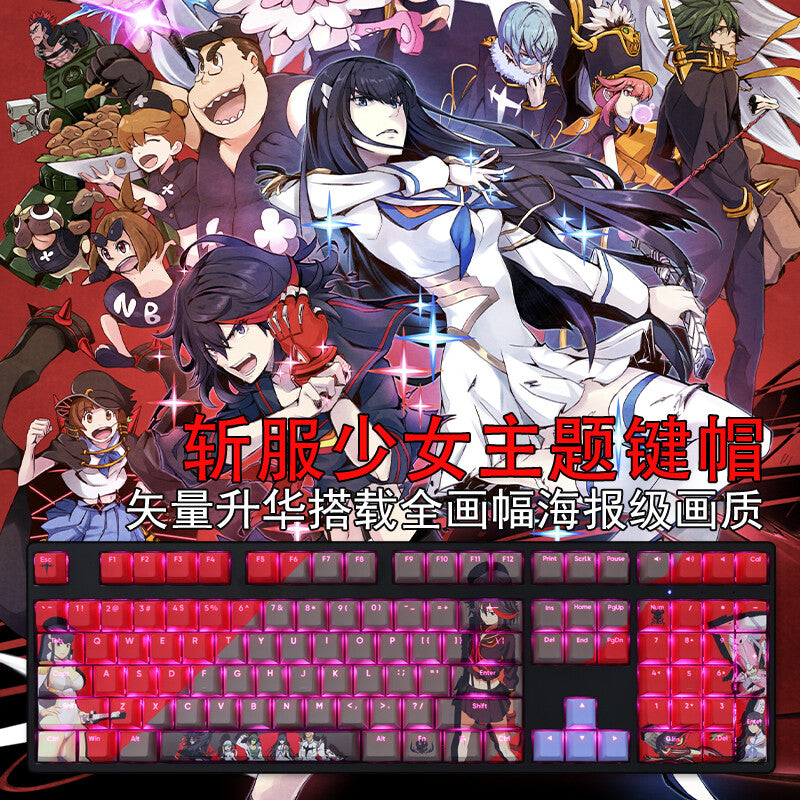Anime KILL La KILL Cherry Transparent PBT Keycap Set MX for Mechanical Keyboard