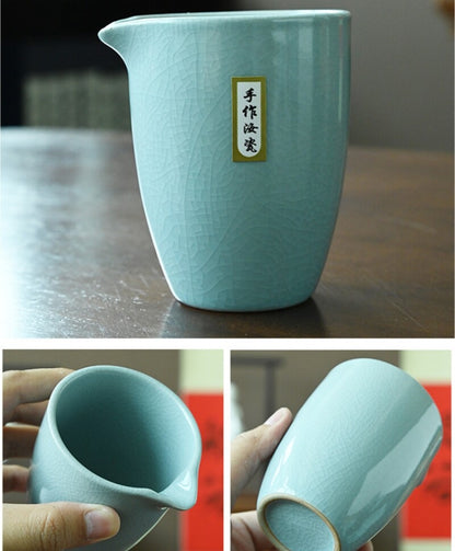 10pcs/lot Ruyao Porcelain Tea Set Crackle Glaze Gaiwan Tea Cup Filter Net Holder