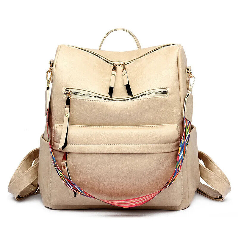 Women Backpack Purse Ladies Travel College Shoulder Bags with Colorful Strap