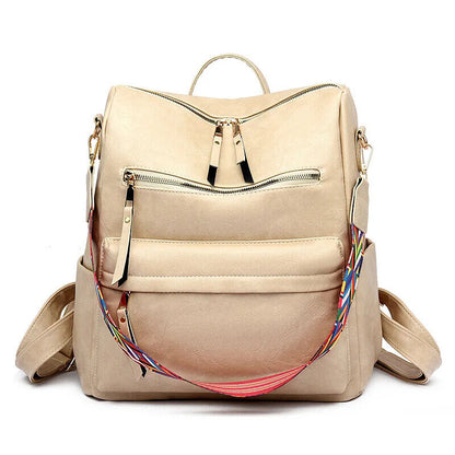 Women Backpack Purse Ladies Travel College Shoulder Bags with Colorful Strap