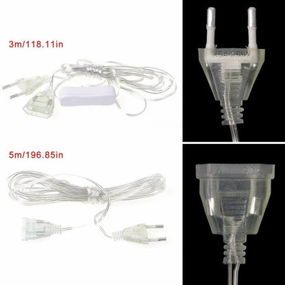 Transparent Standard Power Extension Cord Wire 3/5M EU US Cable LED String Light