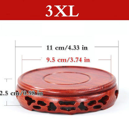 Round Annatto Display Stand Wood Carving Hollow Pedestal Flower Pot Base Crafts