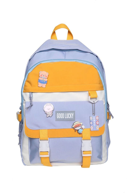 Polyester Oxford Backpack Travel Bag Waterproof Purse 30*12*42 CM Patchwork Pink