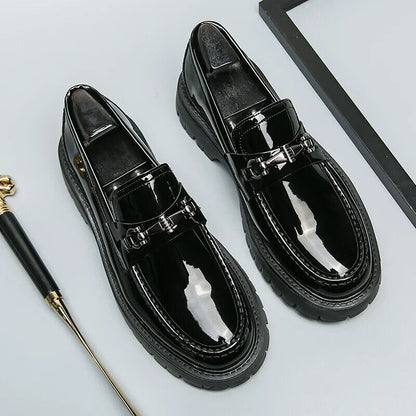 Black Loafers Men Pu Leather Shoes Shoes Handmade Men Dress Shoes