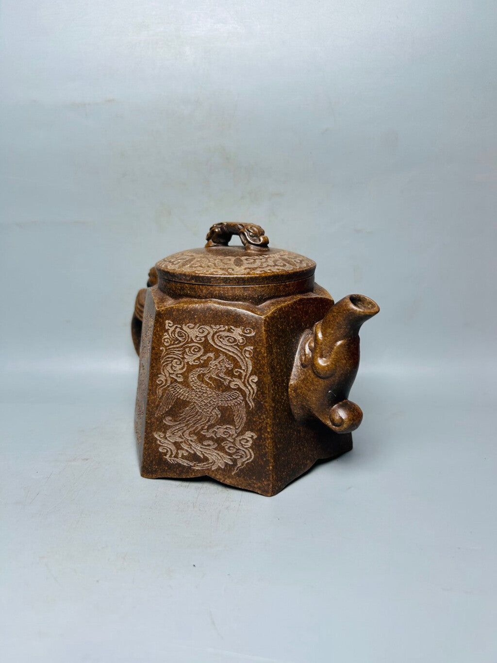 Chinese Yixing Zisha Clay Handmade Exquisite Dragon&Phoenix Teapot