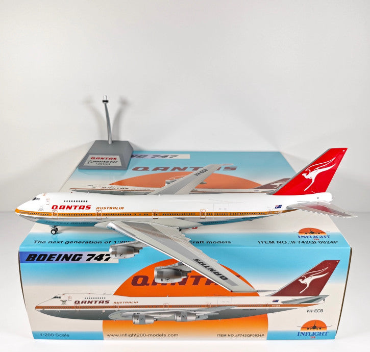 1:200 InFlight QANTAS Boeing 747 VH-ECB Passenger Airplane Diecast Plane Model