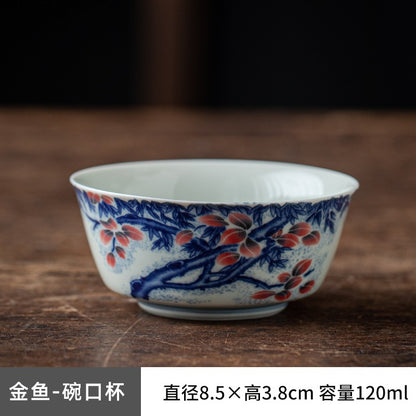 Blue and White Master Cup Glazed Black Tea Cup Tea Tasting Cup Kung Fu Tea Set