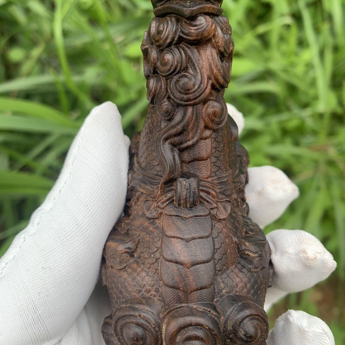 Wood Carved Qilin Statue Agarwood Handheld Ornament Lucky Collectible