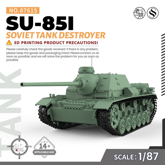 SSMODEL 1/87 HO Scale Railway Military Model Kit Soviet SU-85I Tank Destroyer