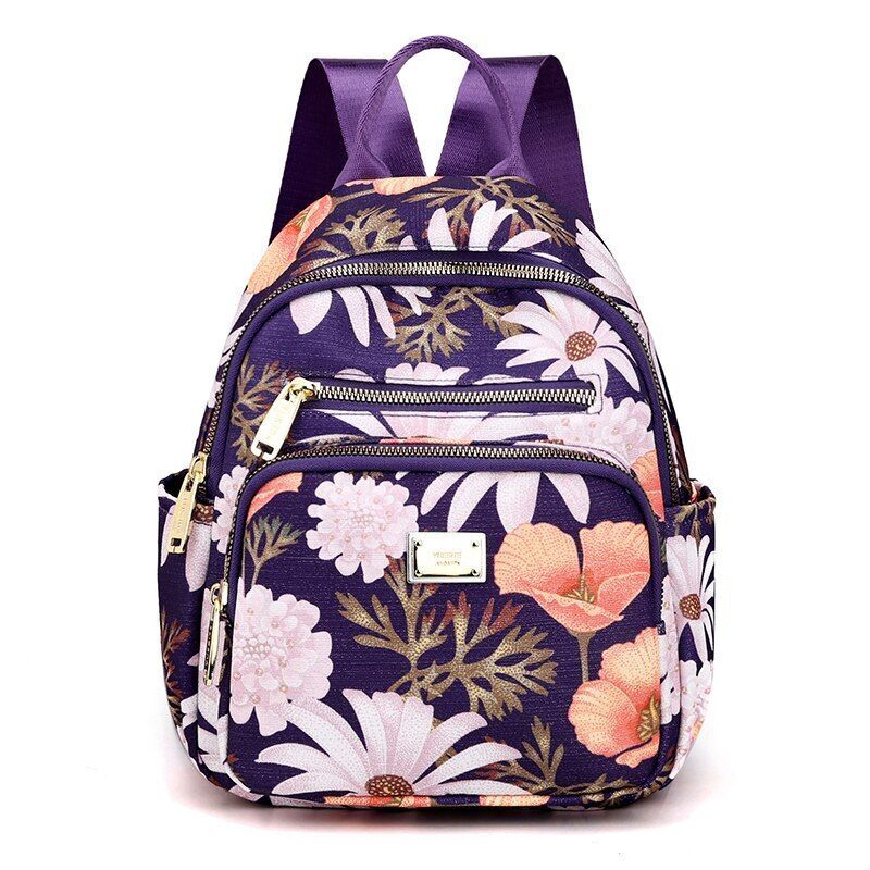 Soft Nylon Small Backpack School Bags Polyester 17*10*28 CM Softback Floral 1 PC