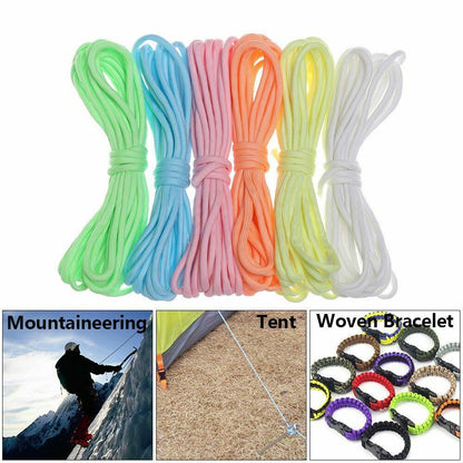 Glowing Luminous Paracord550 100FT Parachute Lanyard Rope 9 Strands core 1/5/10M