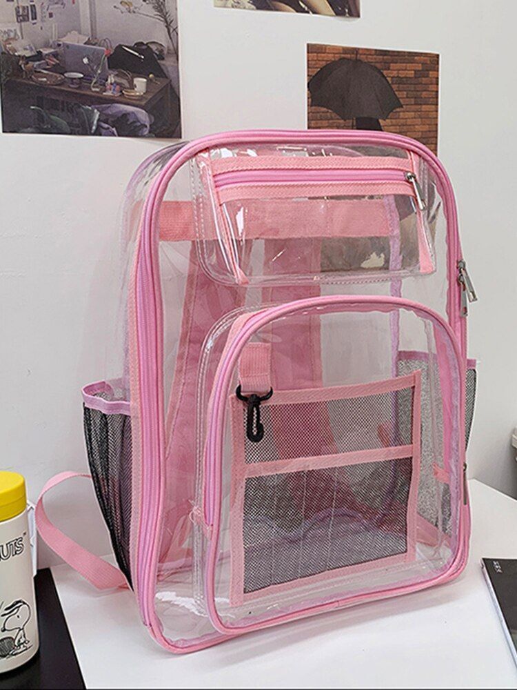 Backpack Waterproof Transparent School Bag Large Solid Clear Fashion Plastic Bag